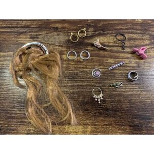 BRATZ DOLL HEAD GAMEZ DESIGN YOUR OWN 2006 RINA ACCESSORIES WIG PIECE EARRINGS‎